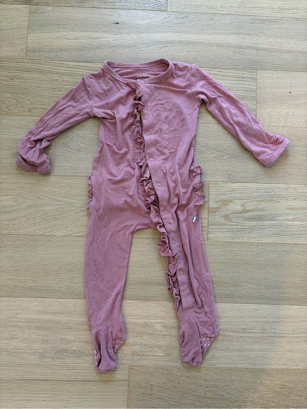 Posh Peanut Pink Ruffle Front Baby One-Piece Footed Romper